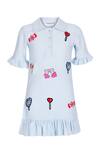 Buy_Pooja Wang_Sky Blue Cotton Embroidery Sugar Rush Polo Dress _at_Aza_Fashions