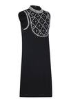 Pooja Wang_Black Cotton Beads, Stones Dark Beauty Pearl Work Sleeveless Straight Fit Dress _Online_at_Aza_Fashions