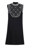 Buy_Pooja Wang_Black Cotton Beads, Stones Dark Beauty Pearl Work Sleeveless Straight Fit Dress _at_Aza_Fashions