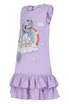 Pooja Wang_Lavender Cotton Embroidery, Sequins Enchanted Unicorn Dress _Online_at_Aza_Fashions