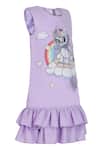 Buy_Pooja Wang_Lavender Cotton Embroidery, Sequins Enchanted Unicorn Dress _Online_at_Aza_Fashions