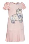 Pooja Wang_Peach Cotton Embroidery, Sequins Fuzzy Friends Thread Dress _Online_at_Aza_Fashions