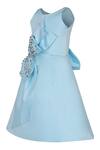 Pooja Wang_Sky Blue Satin Crystals, Beads Krista Embellished Dress _Online_at_Aza_Fashions