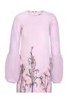 Buy_Pooja Wang_Pink Satin Beads, Sequins, Embroidery Leila Cutdana Floral Dress _at_Aza_Fashions