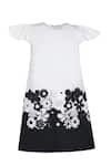 Buy_Pooja Wang_White Cotton Embroidery, Sequins, Beads Sia Lace Floral Work Dress _at_Aza_Fashions