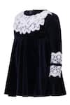 Pooja Wang Navy Velvet Lace Polly Dress Online at Aza Fashions Pooja Wang_Navy Velvet Lace Polly Dress _Online_at_Aza_Fashions