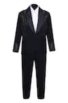 Buy_Pooja Wang_Black Suiting Beads, Sequins Alex Embroidered Tuxedo Set _at_Aza_Fashions