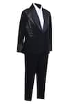 Shop_Pooja Wang_Black Suiting Beads, Sequins Alex Embroidered Tuxedo Set _Online_at_Aza_Fashions