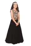 Buy_Pooja Wang_Multi Color Georgette Sequins, Beads, Circular Motif Thread Blouse And Skirt Set _Online_at_Aza_Fashions