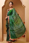 Buy_Geroo Jaipur_Green Silk Zari Bandhani Pattern Pre-draped Saree With Unstitched Blouse Piece 