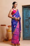 Buy_Geroo Jaipur_Pink Silk Zari Bandhani Print Pre-draped Saree With Unstitched Blouse Piece _Online_at_Aza_Fashions