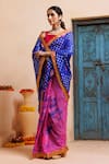 Geroo Jaipur_Pink Silk Zari Bandhani Print Pre-draped Saree With Unstitched Blouse Piece _Online