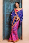 Buy_Geroo Jaipur_Pink Silk Zari Bandhani Print Pre-draped Saree With Unstitched Blouse Piece _Online