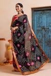 Geroo Jaipur_Pink Silk Zari Bandhani Print Pre-draped Saree With Unstitched Blouse Piece _Online