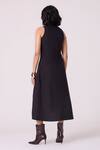 Shop_The Summer House_Black Cambric Round Neck Kira Asymmetrical Hem Midi Dress _at_Aza_Fashions