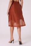 Buy_The Summer House_Brown Chanderi Lyubov Handwoven Asymmetric Skirt 