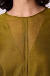 Buy_The Summer House_Green Chanderi Round Neck Galina Handwoven Peplum Blouse _Online