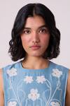 Buy_The Summer House_Blue Chanderi Embroidery Round Neck Aleksey Floral Dress 