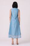 Shop_The Summer House_Blue Chanderi Embroidery Round Neck Milena Handwoven Dress _Online