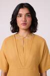 Buy_The Summer House_Yellow Linen Embroidery Round Neck Yarina Midi Dress _Online