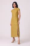 Buy_The Summer House_Green Linen Round Neck Evgeny Midi Dress _Online_at_Aza_Fashions