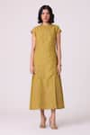 Buy_The Summer House_Green Linen Round Neck Evgeny Midi Dress _at_Aza_Fashions