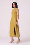 The Summer House_Green Linen Round Neck Evgeny Midi Dress _at_Aza_Fashions
