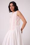 Buy_The Summer House_Off White Handloom Cotton, Chanderi Embroidery Fyodor Striped Gathered Dress _Online