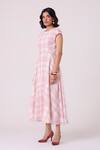 Shop_The Summer House_Red Handloom Cotton Round Neck Svetla Plaid Handwoven Dress _Online_at_Aza_Fashions