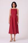 Shop_The Summer House_Red Linen Square Neck Suzie Midi Dress _Online_at_Aza_Fashions