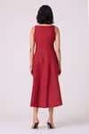 Shop_The Summer House_Red Linen Square Neck Suzie Midi Dress _at_Aza_Fashions