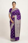 Buy_Naaritva India_Purple Zari Paisley Butta Woven Saree With Running Blouse _at_Aza_Fashions