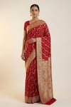 Buy_Naaritva India_Red Silk Zari, Embroidery Florette Woven Saree With Running Blouse _at_Aza_Fashions