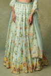 Buy_AMRIN KHAN_Green Organza Applique, Embroidery, Sequins, Floral Patchwork Lehenga Blouse Set _Online_at_Aza_Fashions