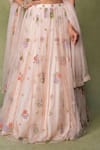 AMRIN KHAN_Pink Organza Embroidery, Pearls, Beads V-neck Floral Lehenga Set _Online_at_Aza_Fashions