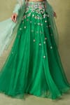 AMRIN KHAN_Green Organza Sequins, Beads, Crystals, Embroidery V-neck Lehenga Set _Online_at_Aza_Fashions