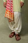 AMRIN KHAN_Green Silk Mirrors, Pom-poms Work Kurta Patiala Set _Online_at_Aza_Fashions