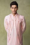 Buy_AMRIN KHAN_Peach Silk Beads, Embroidery Bundi Kurta Set _Online_at_Aza_Fashions