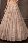 Buy_AMRIN KHAN_Rose Gold Organza Embroidery, Sequins, Pearls, Stones Foil Cutdana Lehenga Set _Online_at_Aza_Fashions
