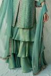 Anu Pellakuru_Green Silk, Net Pearls, Embroidery, Zari, Sequins Aishani Kurta Sharara Set _at_Aza_Fashions