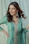 Anu Pellakuru_Green Silk, Net Pearls, Embroidery, Zari, Sequins Aishani Kurta Sharara Set _Online