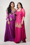 Anu Pellakuru_Magenta Chinon, Net Embroidery, Zari, Tassels Taeangita Kurta Sharara Set _at_Aza_Fashions
