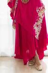 Buy_Anu Pellakuru_Pink Silk Embroidery, Beads, Pearls, Tassels One Vina Cape And Draped Pant Set _Online_at_Aza_Fashions