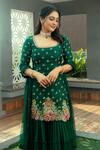 Shop_Anu Pellakuru_Emerald Green Silk, Chinon, Chiffon, Net Tarangita Kurta Sharara Set _Online_at_Aza_Fashions