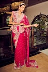 Anu Pellakuru_Pink Silk, Organza Embroidery, Beads, Mirrors, Nadia Saree With Peplum Jacket _at_Aza_Fashions