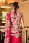 Anu Pellakuru_Pink Silk, Organza Embroidery, Beads, Mirrors, Nadia Saree With Peplum Jacket _Online_at_Aza_Fashions