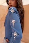 Buy_Asra_Blue Sequins, Stones Hand Embroidered Blazer And Shorts Set _Online_at_Aza_Fashions