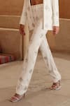 Asra_White Sequins, Stones Sweetheart Neck Hand Embroidered Blazer Pant Set _Online_at_Aza_Fashions