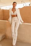 Buy_Asra_White Sequins, Stones Sweetheart Neck Hand Embroidered Blazer Pant Set _at_Aza_Fashions