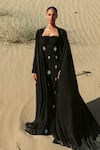 Buy_Asra_Black Stones Bandeau , Square Hand Embroidered Maxi Dress And Cape Set _at_Aza_Fashions